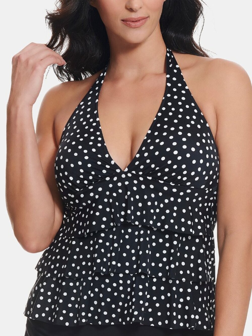 Swim Solutions Womens Printed Halter Tankini Top